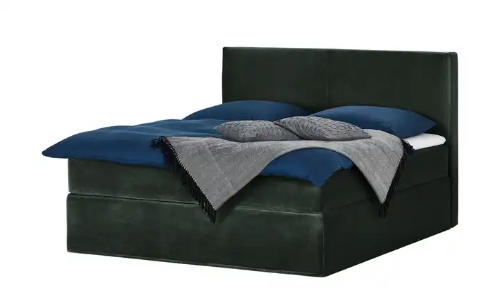 Boxi Boxspringbett 160 x 200 cm Boxi Classic Smaragdgrün 160 cm Samt H2 Viscoschaumkern