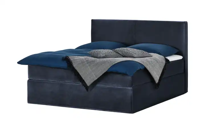 Boxi Boxspringbett 160 x 200 cm Boxi Classic Mitternachtsblau 160 cm Samt H2 Viscoschaumkern