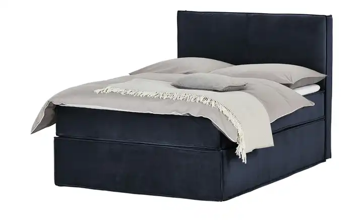 Boxi Boxspringbett 140 x 200 cm Boxi Urban Mitternachtsblau 140 cm H2 & H4 Kaltschaumkern Samt