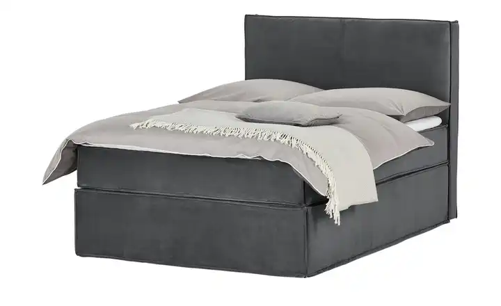 Boxi Boxspringbett 140 x 200 cm Boxi Urban Dunkelgrau 140 cm H2 & H4 Kaltschaumkern Samt