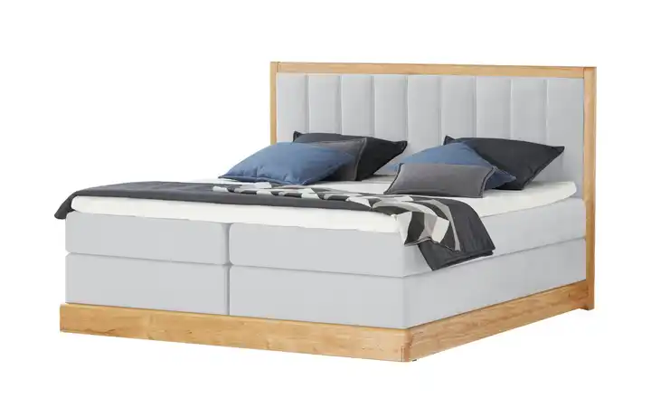 Twist Refresh Massivholz-Boxspringbett Alma Hellgrau 160 cm