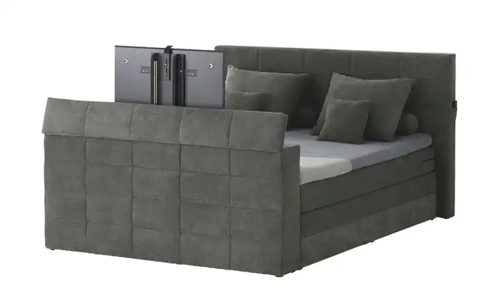 Primo TV-Motor-Boxspringbett mit motorischer TV-Halterung Dillon 2 Steingrau