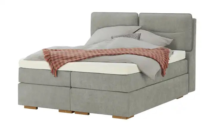 Wohnwert Boxspringbett mit Bettkasten Dormian Besta Hellgrau 200 cm H2 & H3