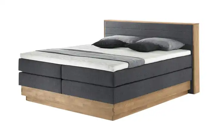 Primo Massivholz-Boxspringbett mit Bettkasten Morgan Anthrazit 200 cm H3 Schaumstoffkern