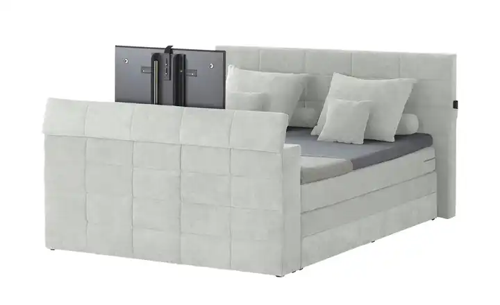 Primo TV-Motor-Boxspringbett mit motorischer TV-Halterung Dillon 2 Hellgrau
