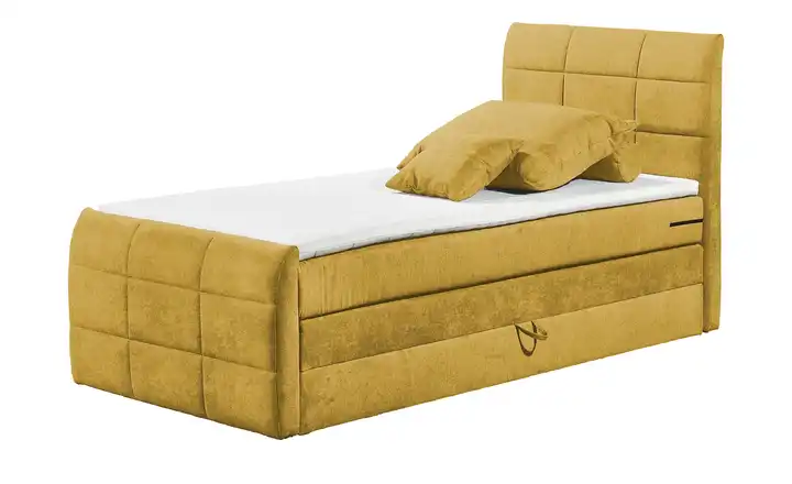 Primo Boxspringbett mit Bettkasten Senfgelb 100 cm
