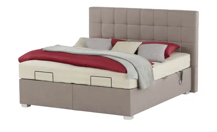 vanDoorn Motor-Boxspringbett mit Bettkasten Ohio Greige 160 cm H3