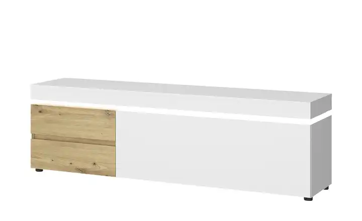 Lowboard Cremeweiß, Eiche Artisan (Nachbildung) 181 cm