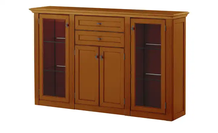 maison bleue Highboard Petit Chalet mit Glastüren Cognacbraun