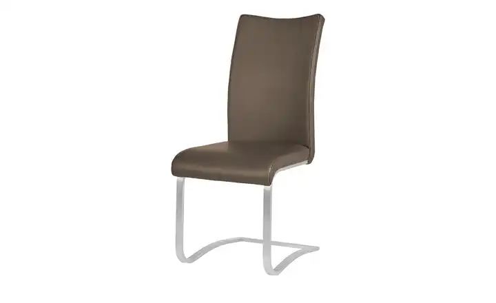Primo Freischwinger  mit Edelstahlgestell Letitia Cappuccino Leder