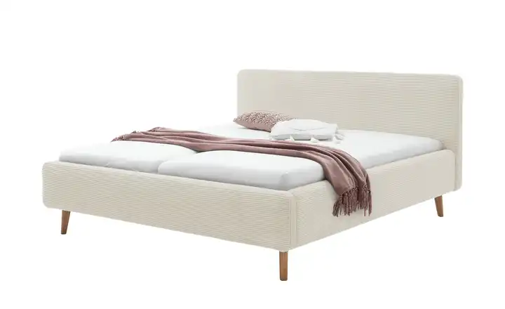 Polsterbettgestell Beige Cordstoff 160 cm ohne Bettkasten