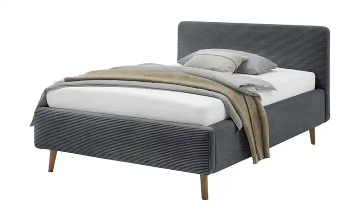Polsterbettgestell Anthrazit Cordstoff 140 cm ohne Bettkasten