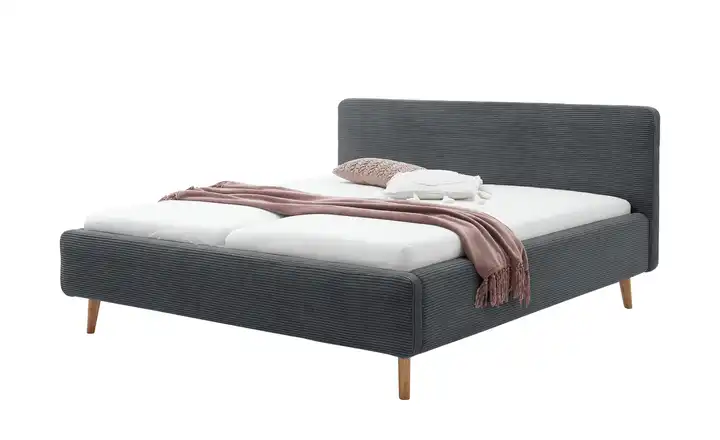 Polsterbettgestell Anthrazit Cordstoff 160 cm ohne Bettkasten
