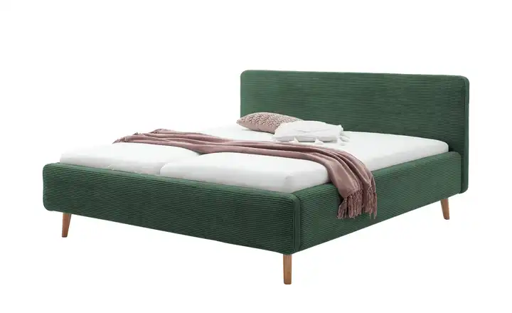 Polsterbett mit Bettkasten Dunkelgrün Cordstoff 180 cm mit Bettkasten