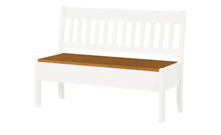 maison bleue Sitzbank mit Stauraum  massiv Bendix Weiß, Braun 130,9 cm ohne