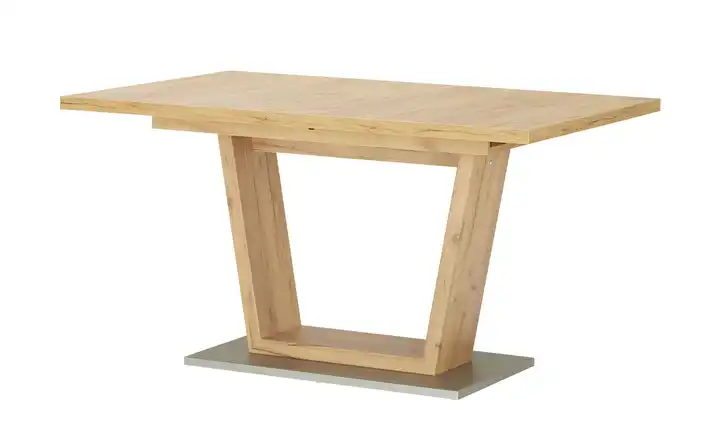 Esstisch  ausziehbar Eiche (Nachbildung) Bodenplatte Edelstahl-Optik 160 cm