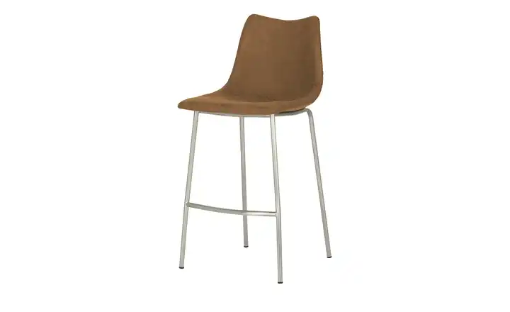 Tresenhocker Braun 4-Fußgestell edelstahlfarben