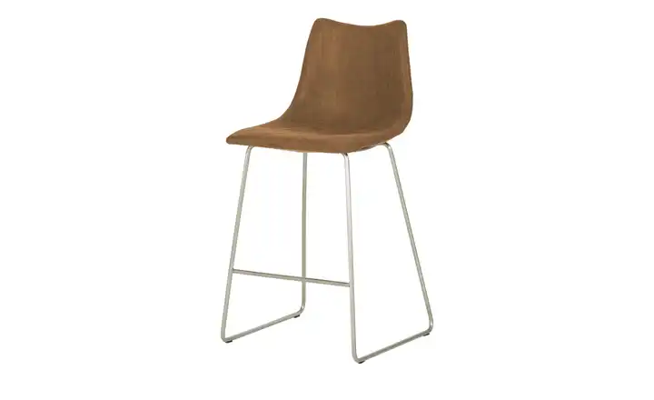 Tresenhocker Braun Kufengestell edelstahlfarben