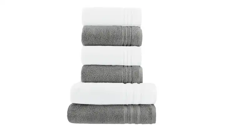  Handtuch-Set Weiß-Anthrazit, 6-teilig  Soft Cotton