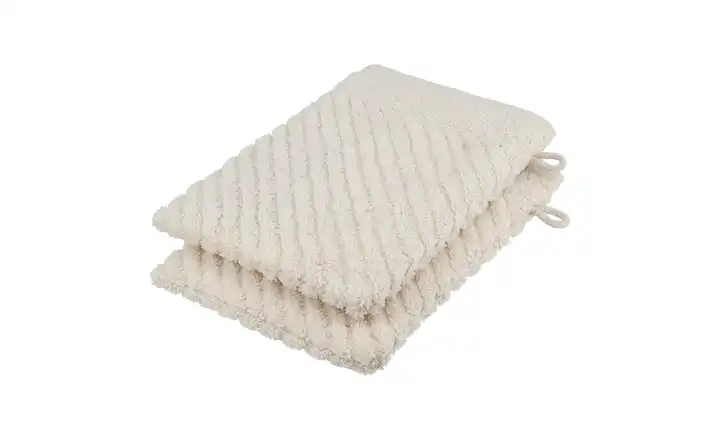  Waschhandschuh (16 x 21cm), 2er-Set Creme  4006