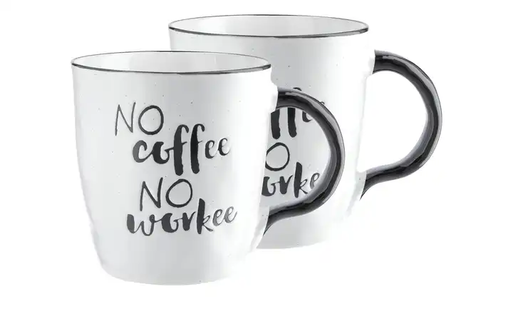  Kaffebecher "No Coffee, No Workee", 2er Set 