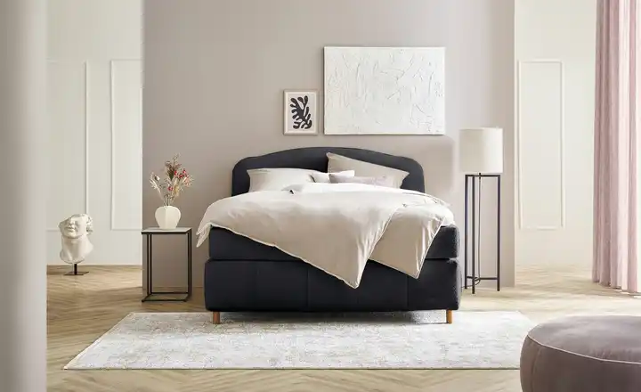 Jette Home Boxspringbett Jette Cloud Anthrazit 200 cm H2 Kaltschaumkern