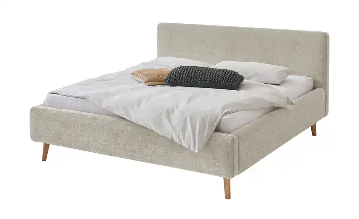 Polsterbettgestell Beige Bouclé 160 cm ohne Bettkasten