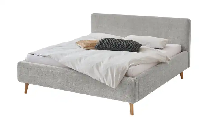 Polsterbettgestell Grau Bouclé 160 cm ohne Bettkasten