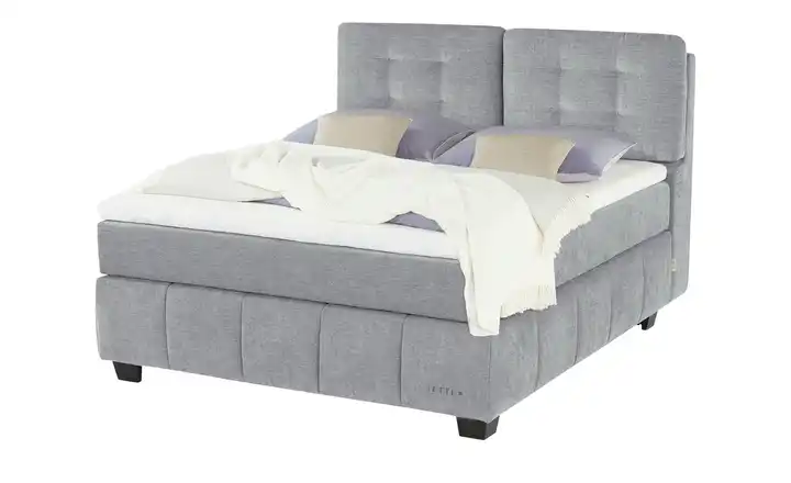 Jette Home Boxspringbett Jette Pillow Hellgrau 160 cm H4 Kaltschaumkern