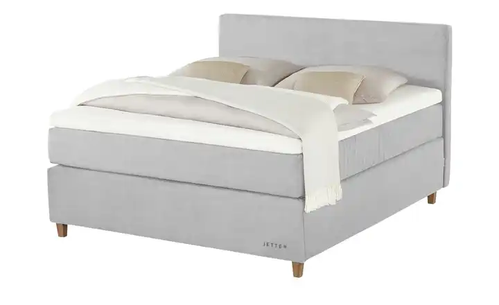 Jette Home Boxspringbett Jette Flex Hellgrau 140 cm H4 Kaltschaumkern 73,5 cm