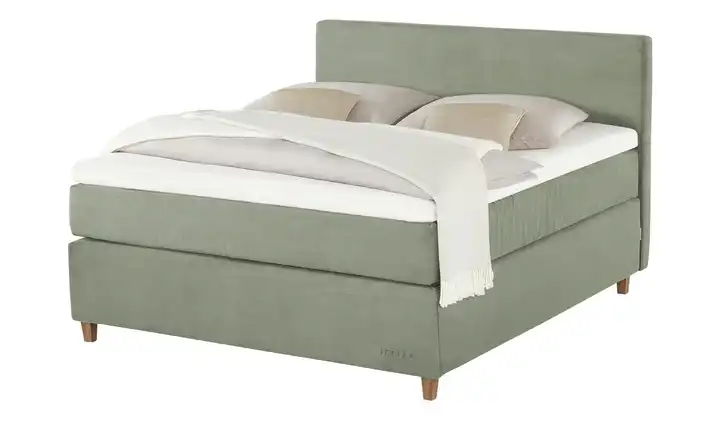 Jette Home Boxspringbett Jette Flex Grün 140 cm H3 & H4 Kaltschaumkern 73,5 cm