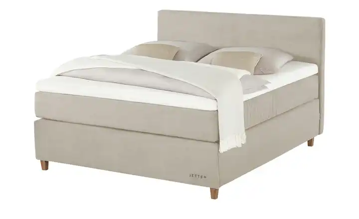 Jette Home Boxspringbett Jette Flex Beige 180 cm H4 Kaltschaumkern 73,5 cm