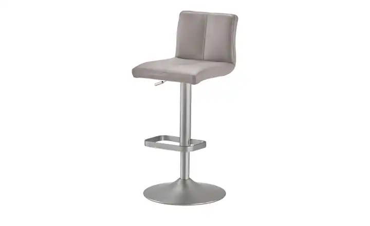 Barhocker  Leder Taupe verchromt matt
