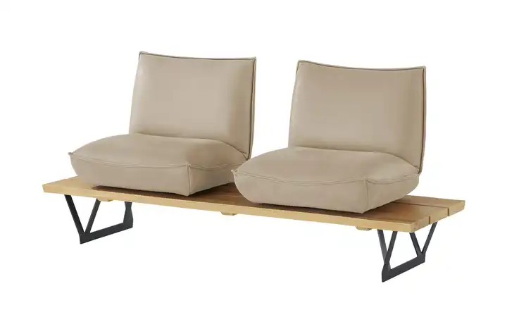 KOINOR Kufenbank  Leder Schwof Beige Drehfunktion inkl. Drehstopp