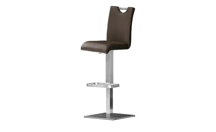 Barhocker Braun Gestell eckig Leder
