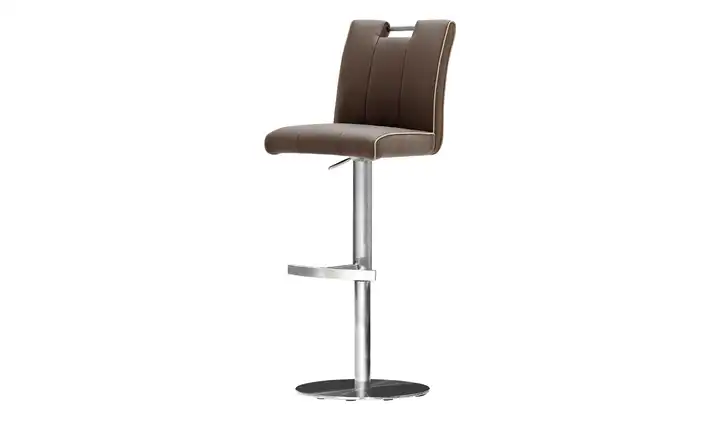 Barhocker Braun Gestell rund Leder