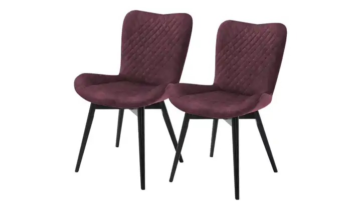 Gray & Jones 2er Set Esszimmerstuhl  mit Diamant-Steppung Tierra Fuego Two Bordeauxrot Buche, Schwarz, lackiert Drehfunktion