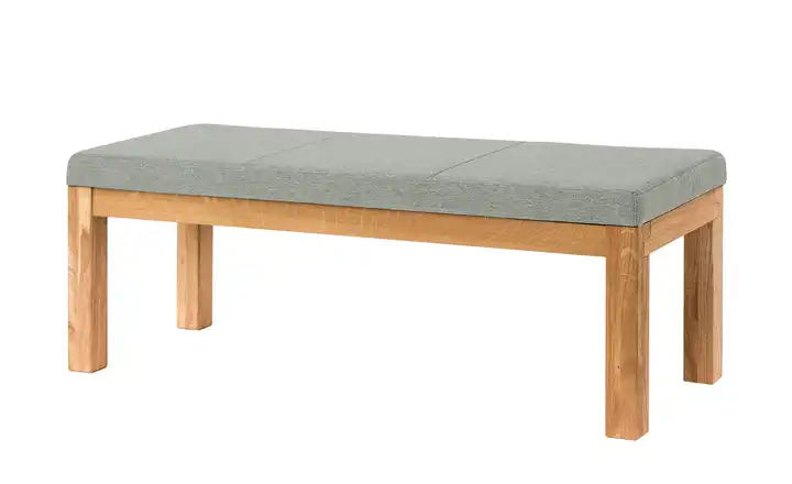 Woodford Polster-Sitzbank massiv Melia Hellgrau 130 cm Eiche, geölt