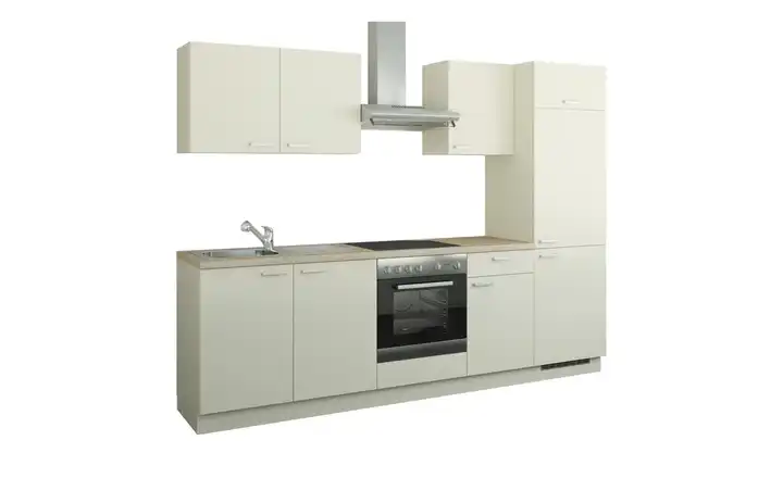 Küchenzeile mit Elektrogeräten Creme Ausführung rechts Creme, matt