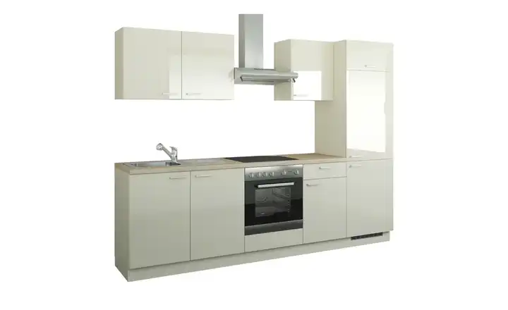 Küchenzeile mit Elektrogeräten Creme Ausführung rechts Creme, hochglanz