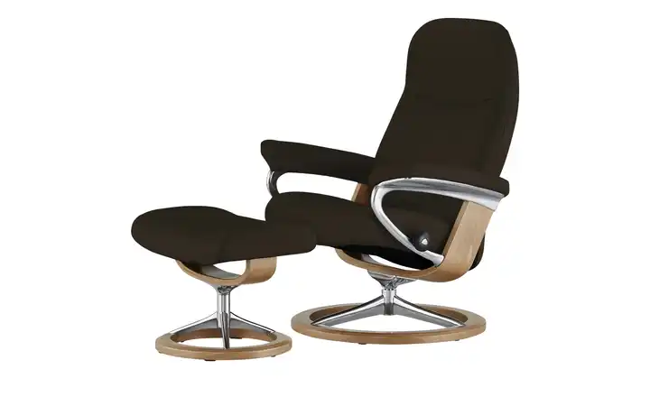 Stressless Relaxsessel mit Hocker Leder Consul  Signature L Braun Eiche