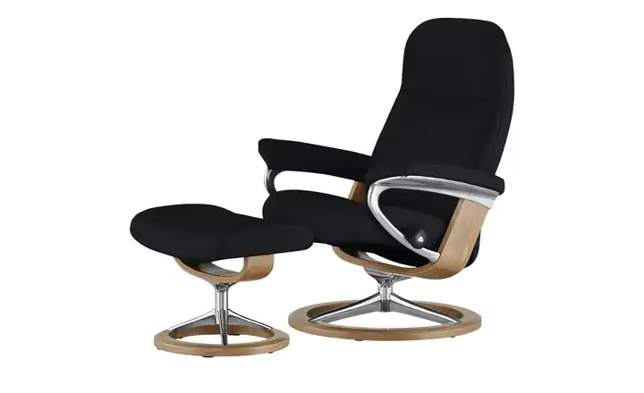 Stressless Relaxsessel mit Hocker Leder Consul  Signature L Schwarz Eiche