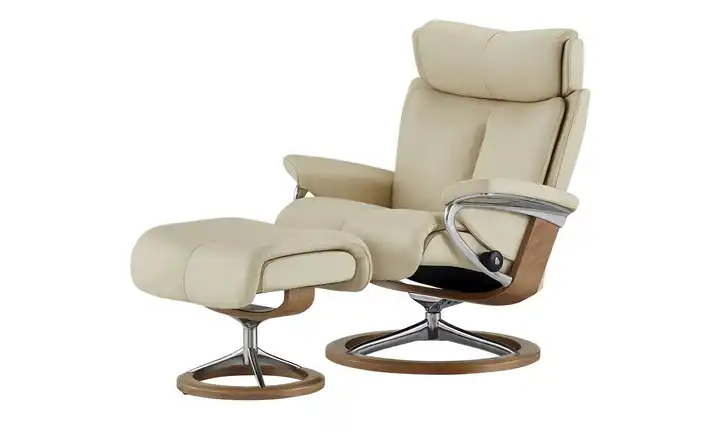 Stressless Relaxsessel mit Hocker Leder Magic Signature S Creme Eiche