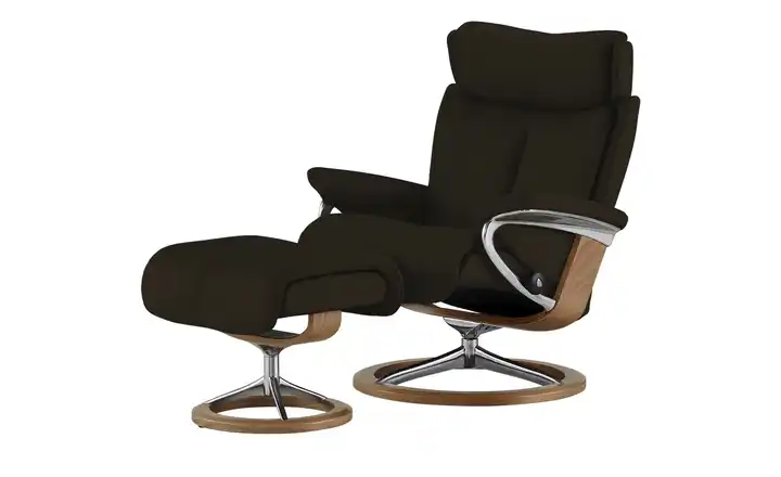 Stressless Relaxsessel mit Hocker Leder Magic Signature S Braun Eiche