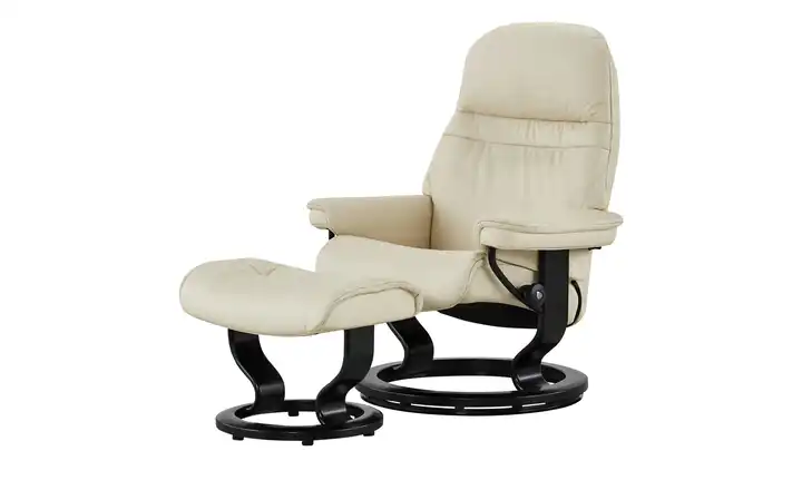 Stressless Relaxsessel mit Hocker Leder Sunrise Classic L Creme Schwarz