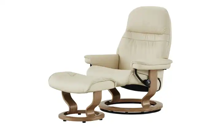 Stressless Relaxsessel mit Hocker Leder Sunrise Classic L Creme Eiche