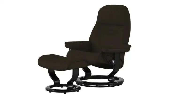 Stressless Relaxsessel mit Hocker Leder Sunrise Classic M Braun Schwarz