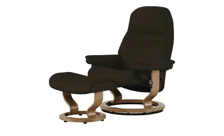 Stressless Relaxsessel mit Hocker Leder Sunrise Classic M Braun Eiche