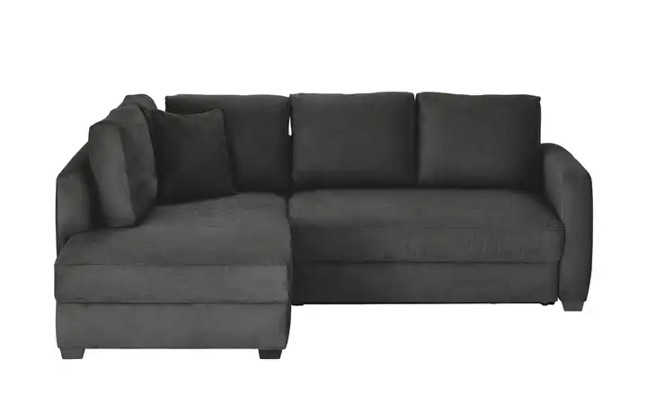 bobb Ecksofa mit Boxspringpolsterung links Graphit Mikrofaser