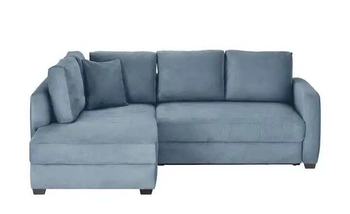bobb Ecksofa mit Boxspringpolsterung links Blau Mikrofaser